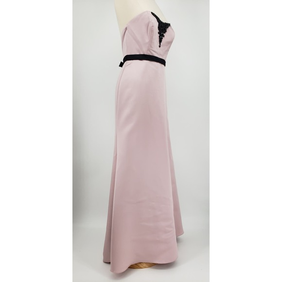 Alfred Angelo Strapless Dress 10 Long Evening Gown Beaded Mauve Pink Black 7284 - Picture 3 of 15